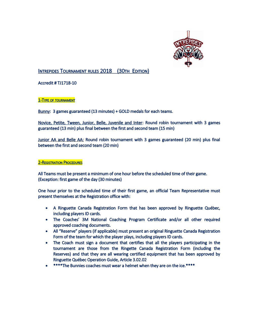 Intrepides Tournament Rules 2008