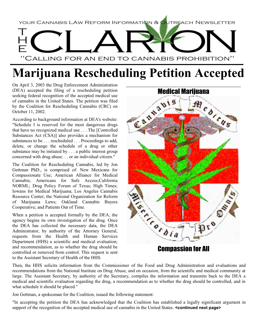 Marijuana Rescheduling Petition Accepted