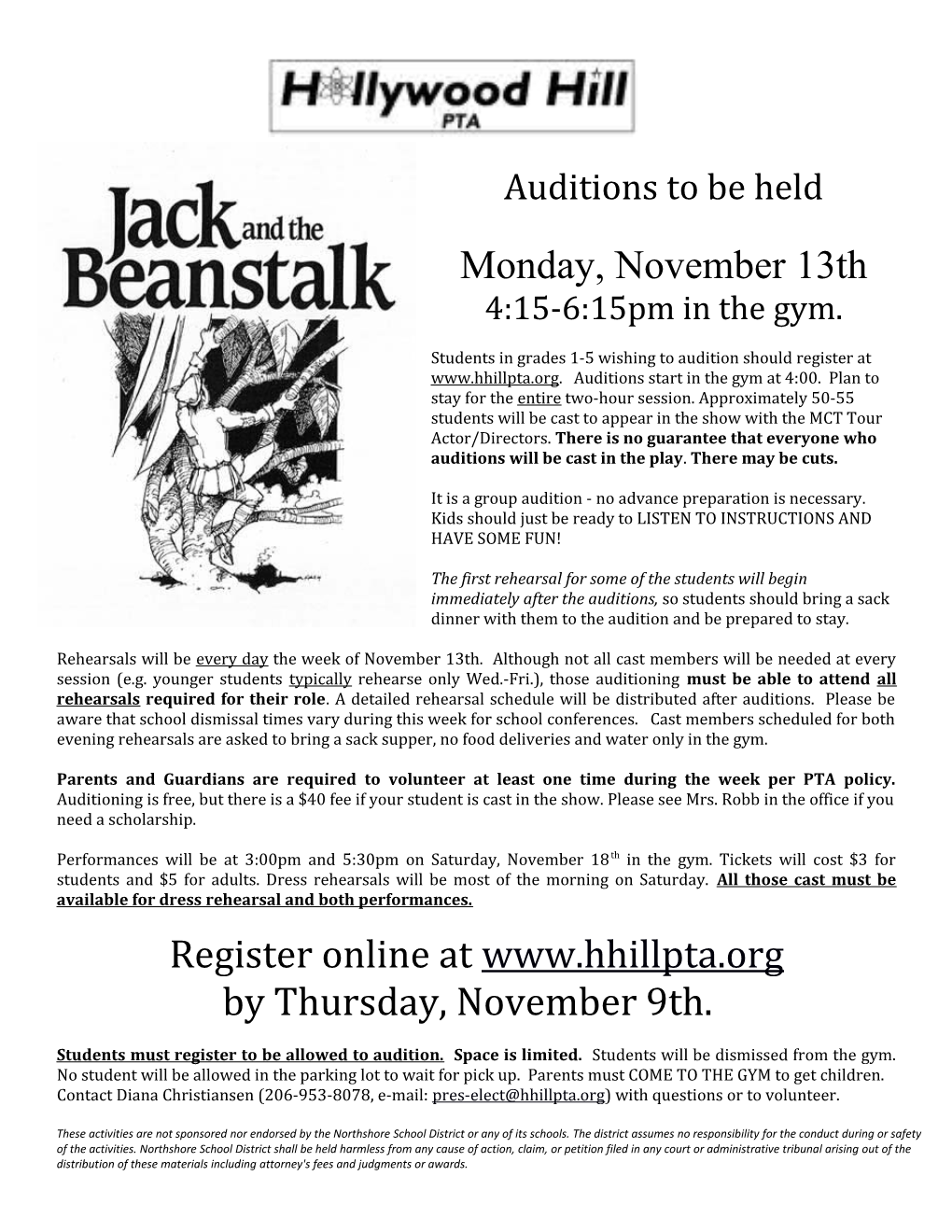 Auditions to Be Held