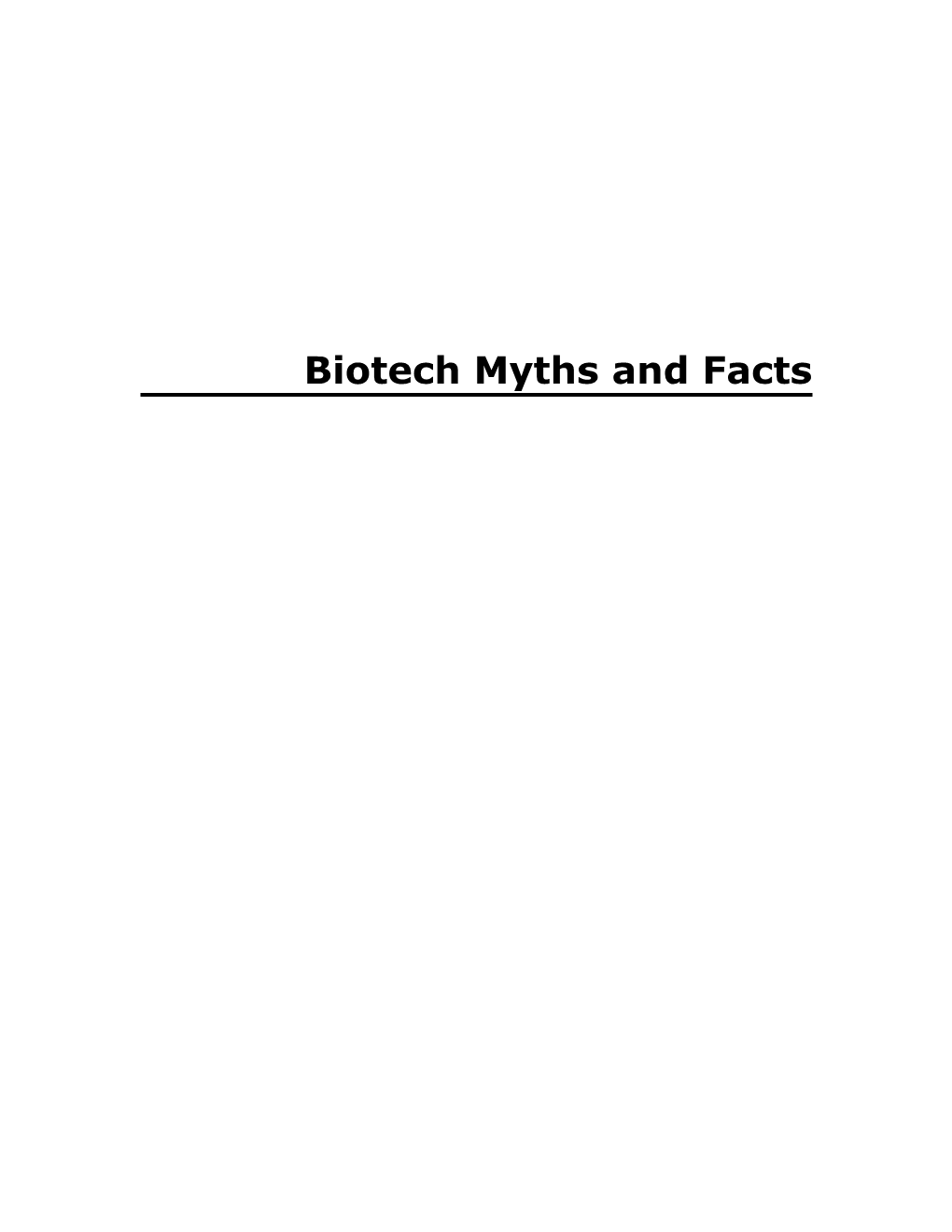 Biotech Myths and Facts
