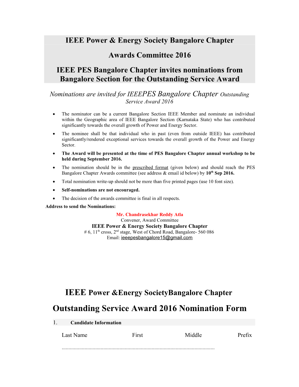 Call for Nominations for Outstanding Service Award