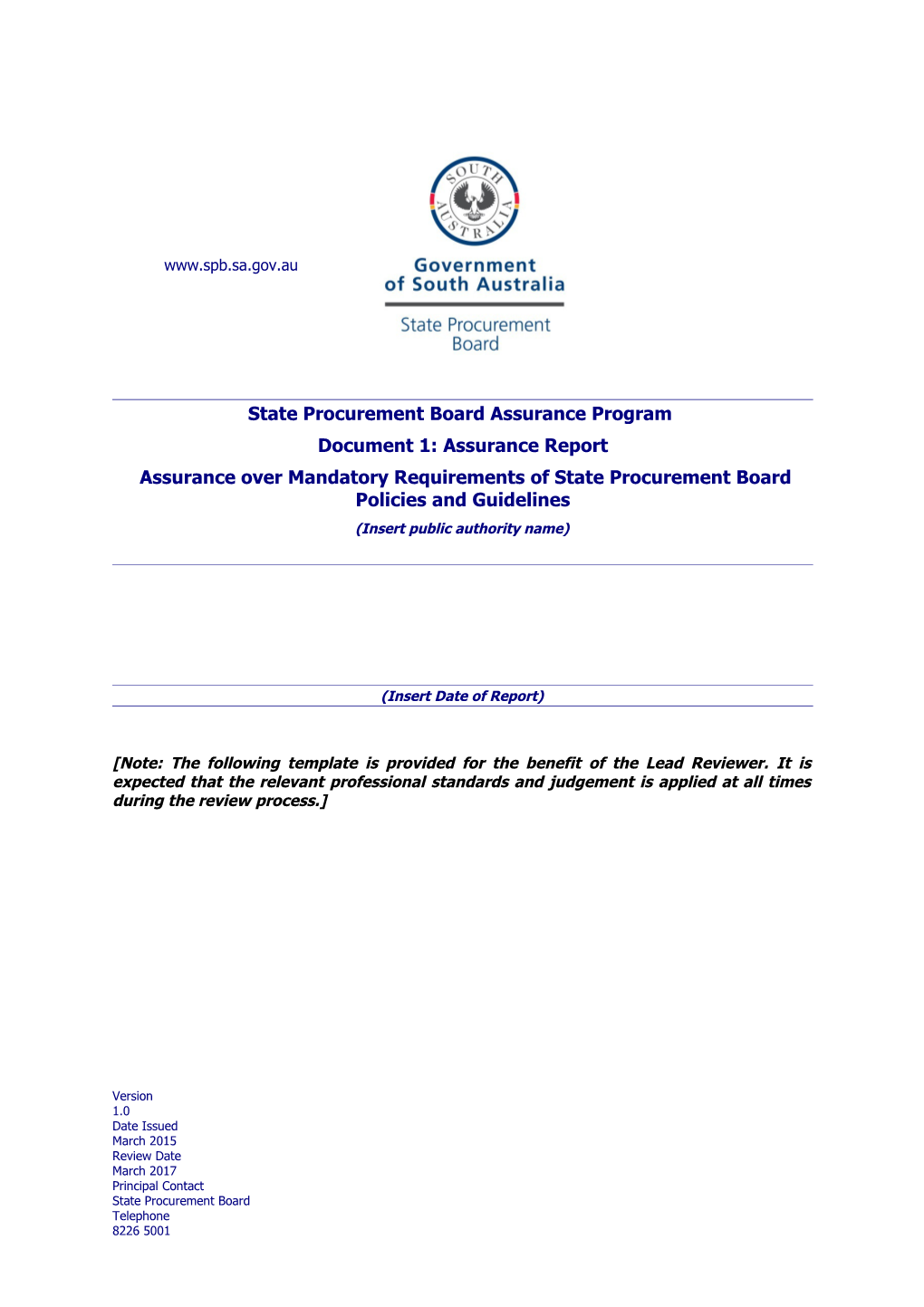 State Procurement Board Assurance Program