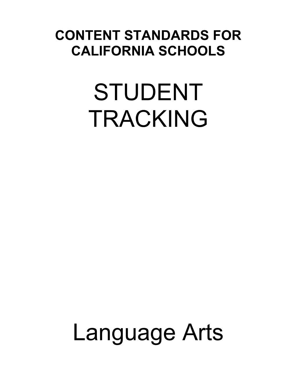 Language Arts - Student Record Sheet