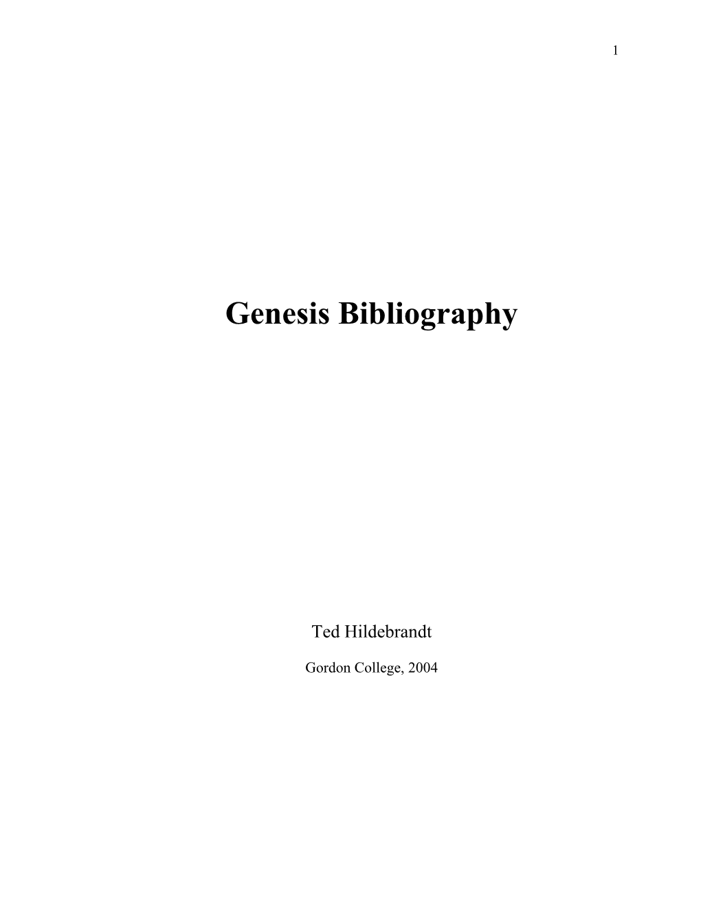 Genesis Bibliography