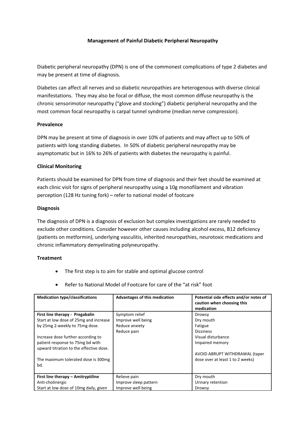 Management of Painful Diabetic Peripheral Neuropathy