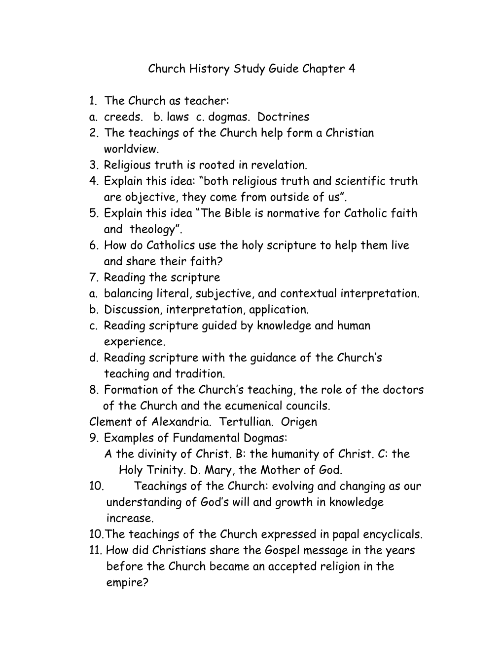 Church Study Guide Chapter 4