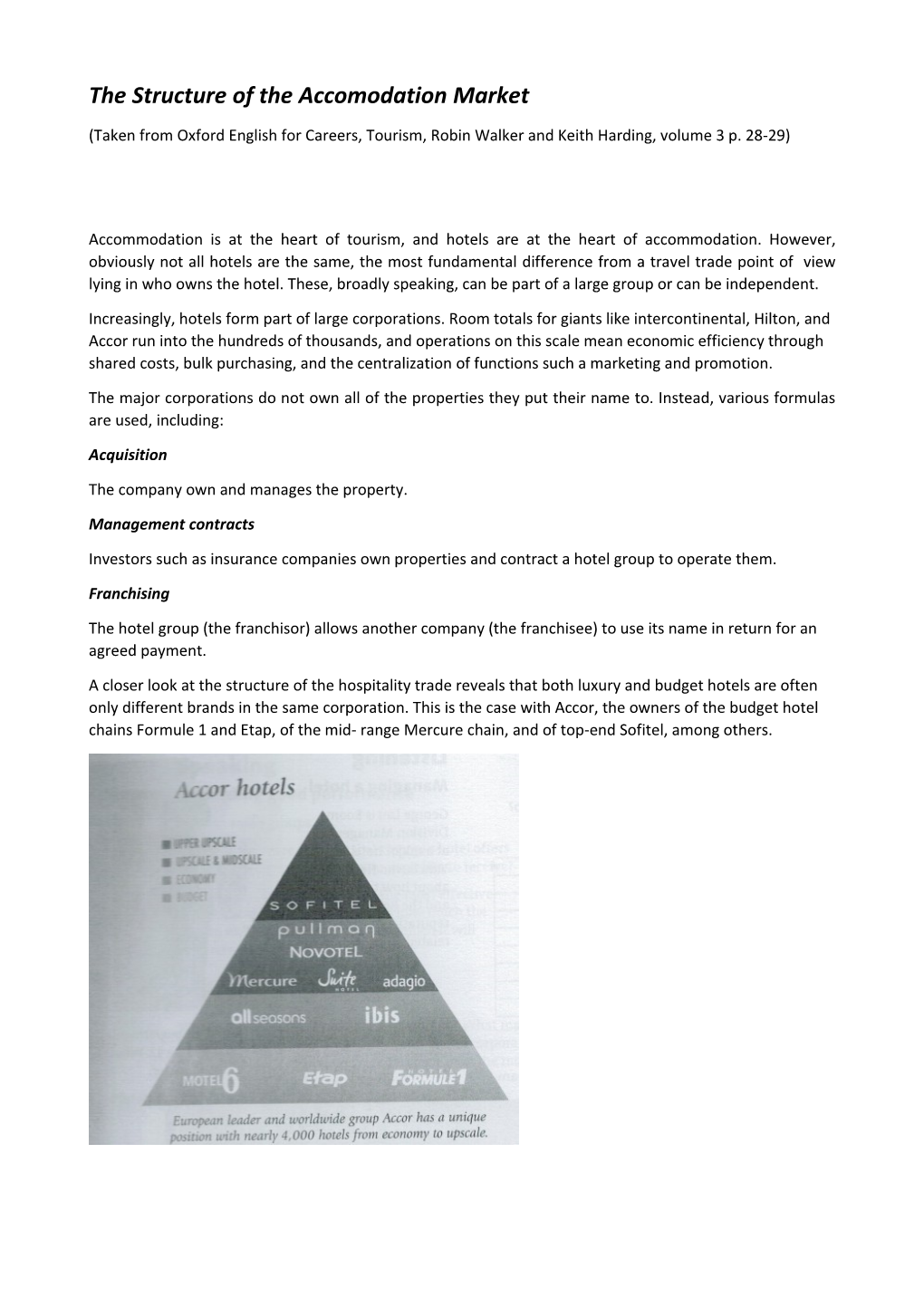 The Structure of the Accomodation Market