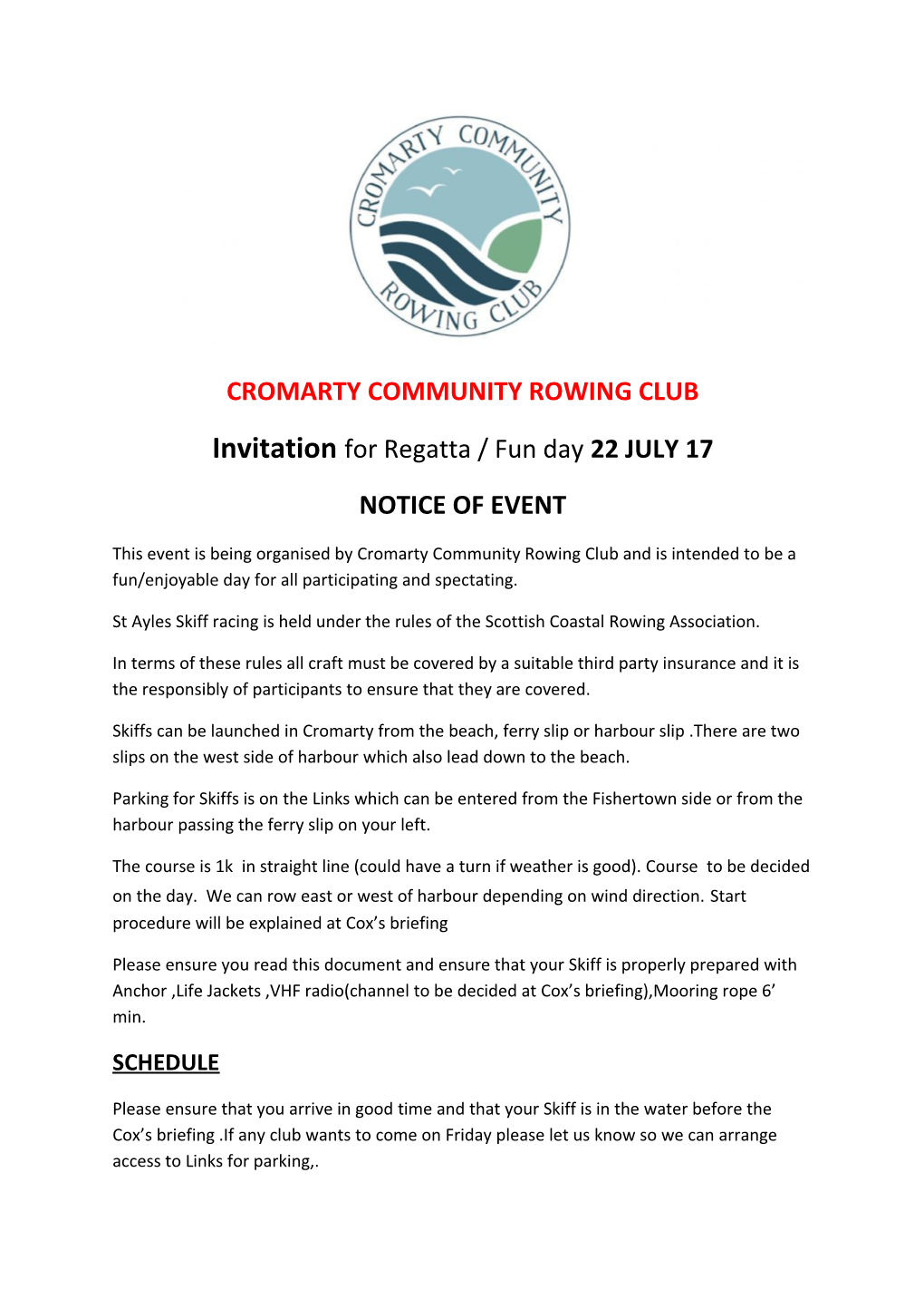 Cromarty Community Rowing Club