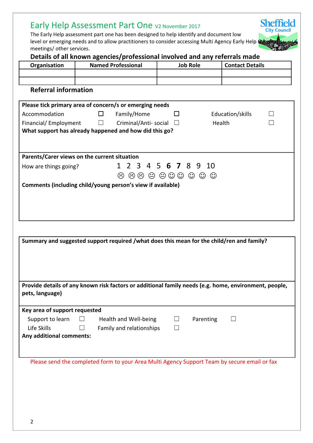 The Early Help Assessment Part Onehas Been Designed to Help Identify and Document Low
