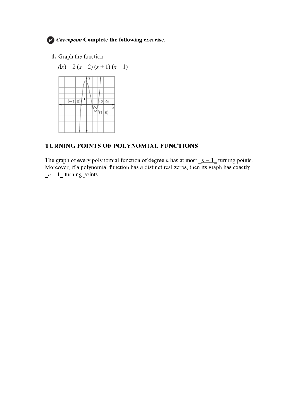 Analyze Graphs of Polynomial Functions