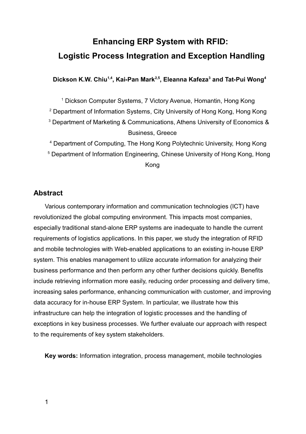 Enhancing ERP System with RFID