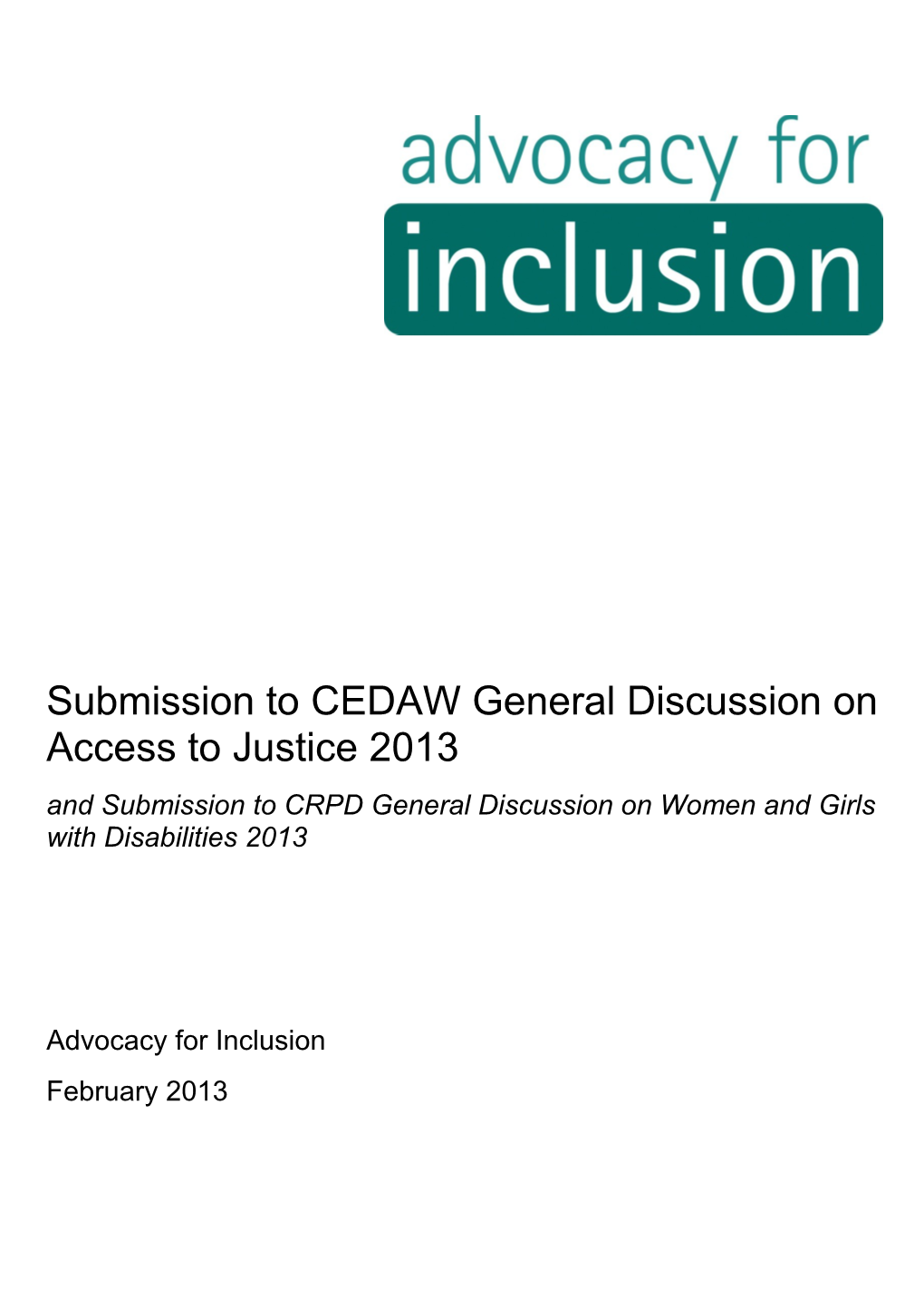 Submission to CEDAW General Discussion on Access to Justice 2013