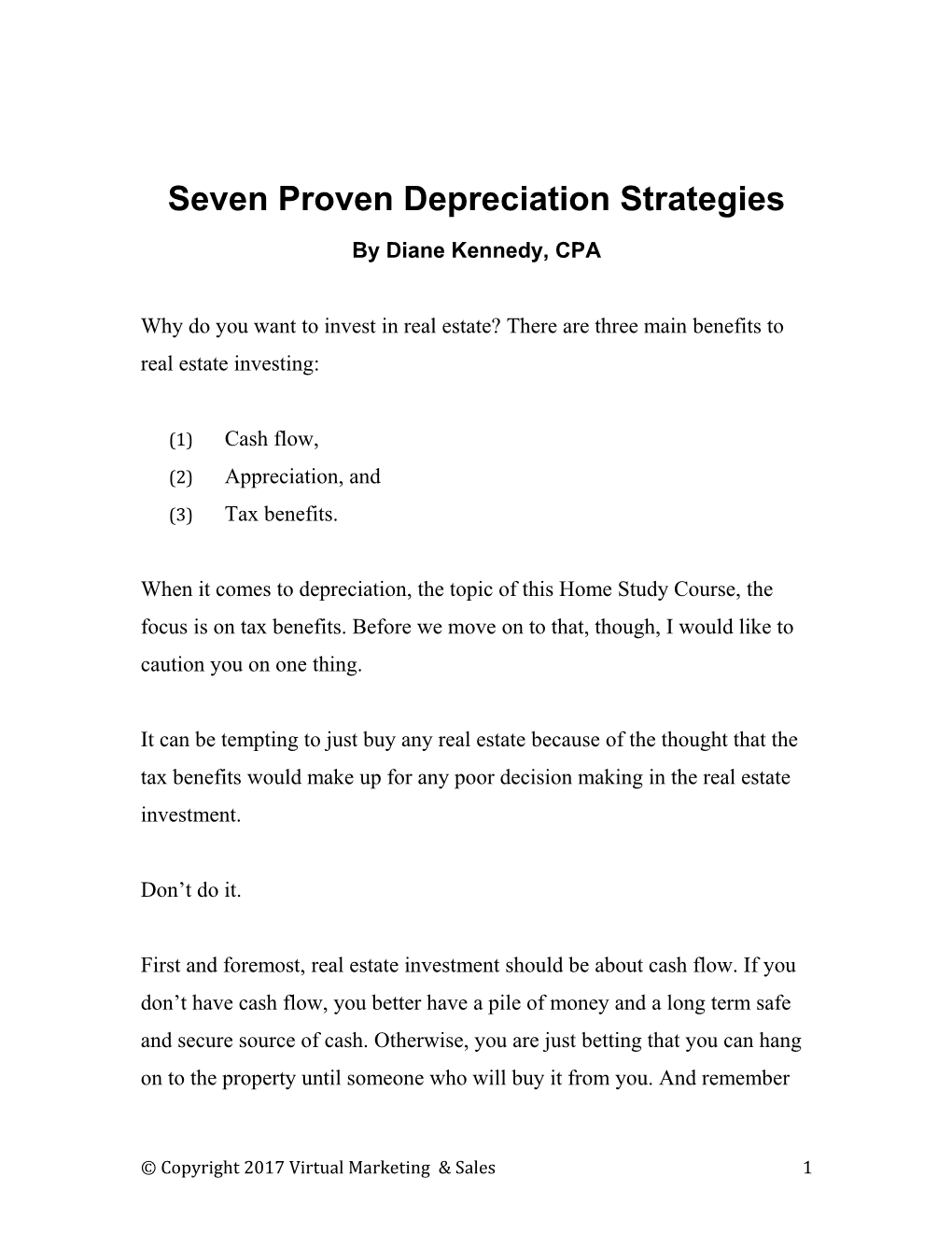 Seven Proven Depreciation Strategies