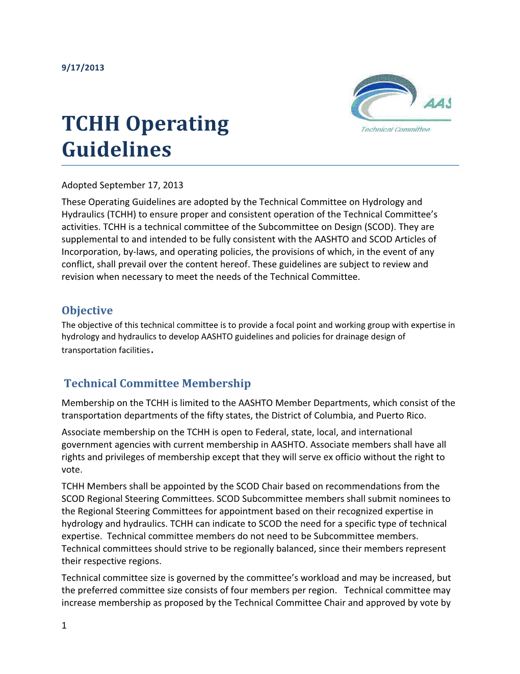 TCHH Operating Guidelines