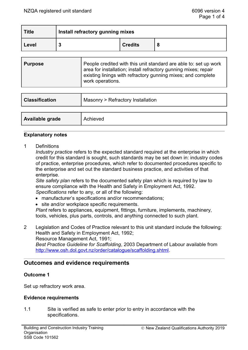 6096 Install Refractory Gunning Mixes