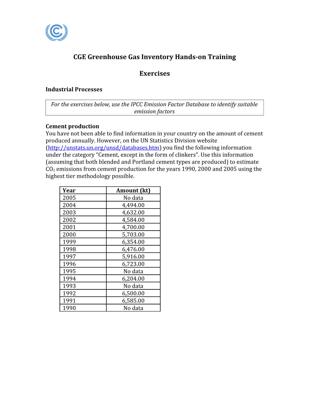 CGE Greenhouse Gas Inventory Hands-On Training