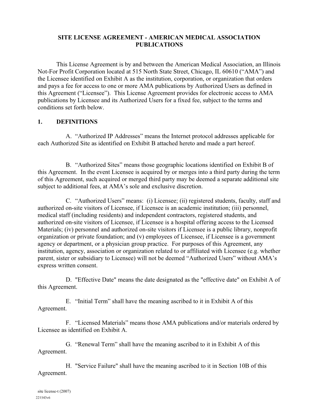 Site License Agreement - American Medical Association Publications