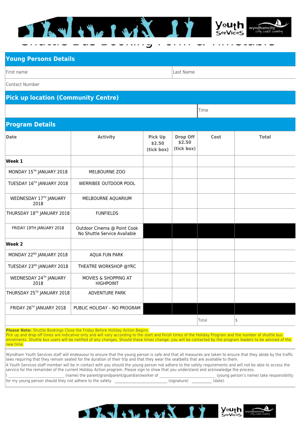 Shuttle Bus Timetable