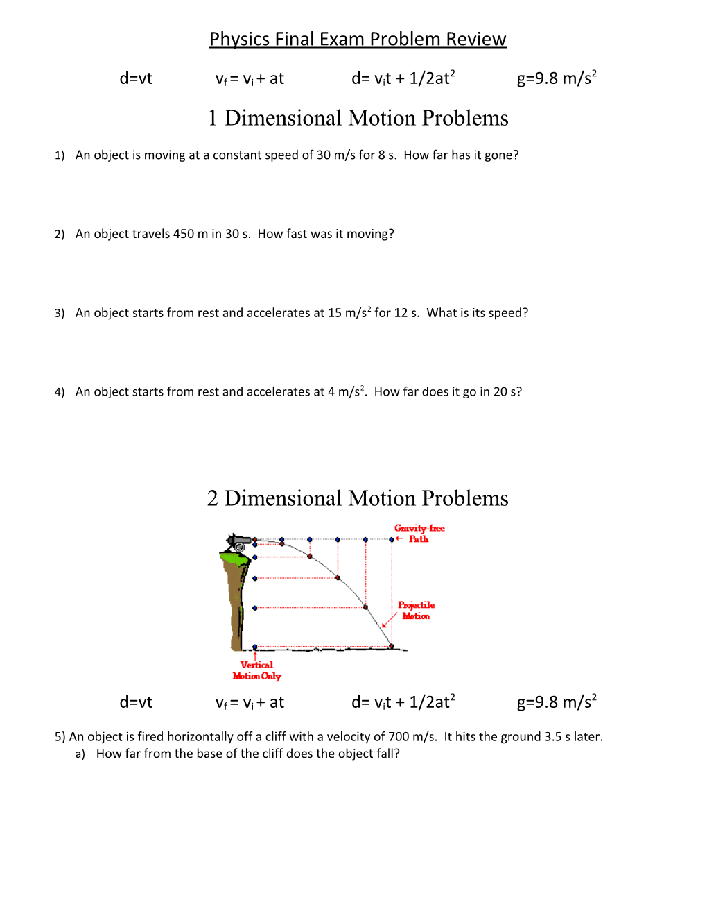Physics Final Exam Problem Review