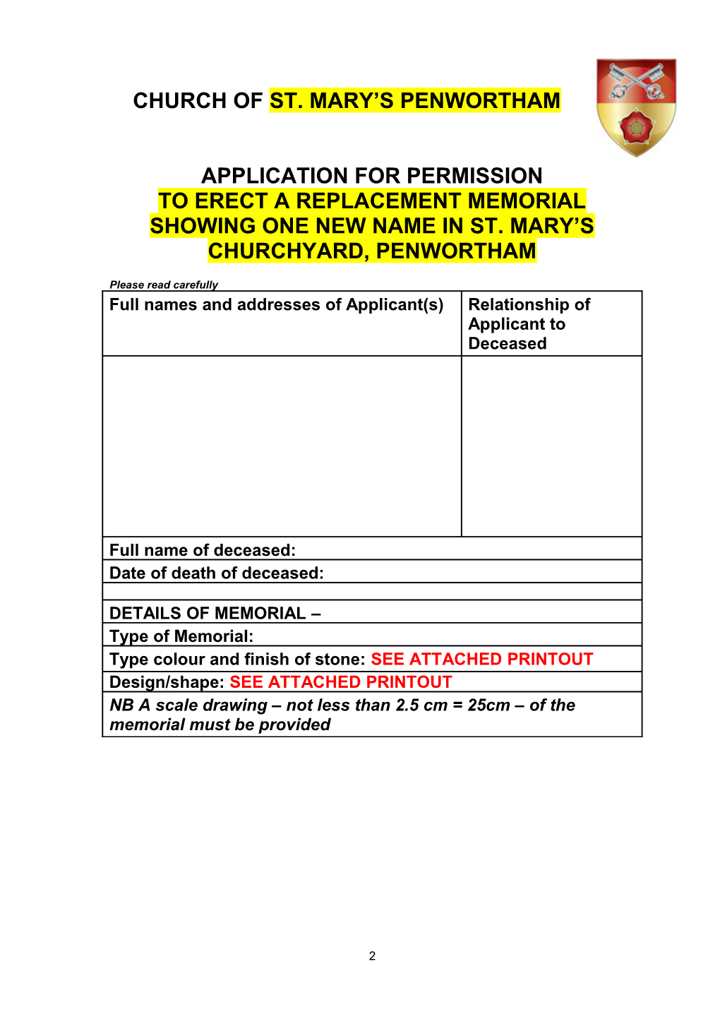 Application for Permission