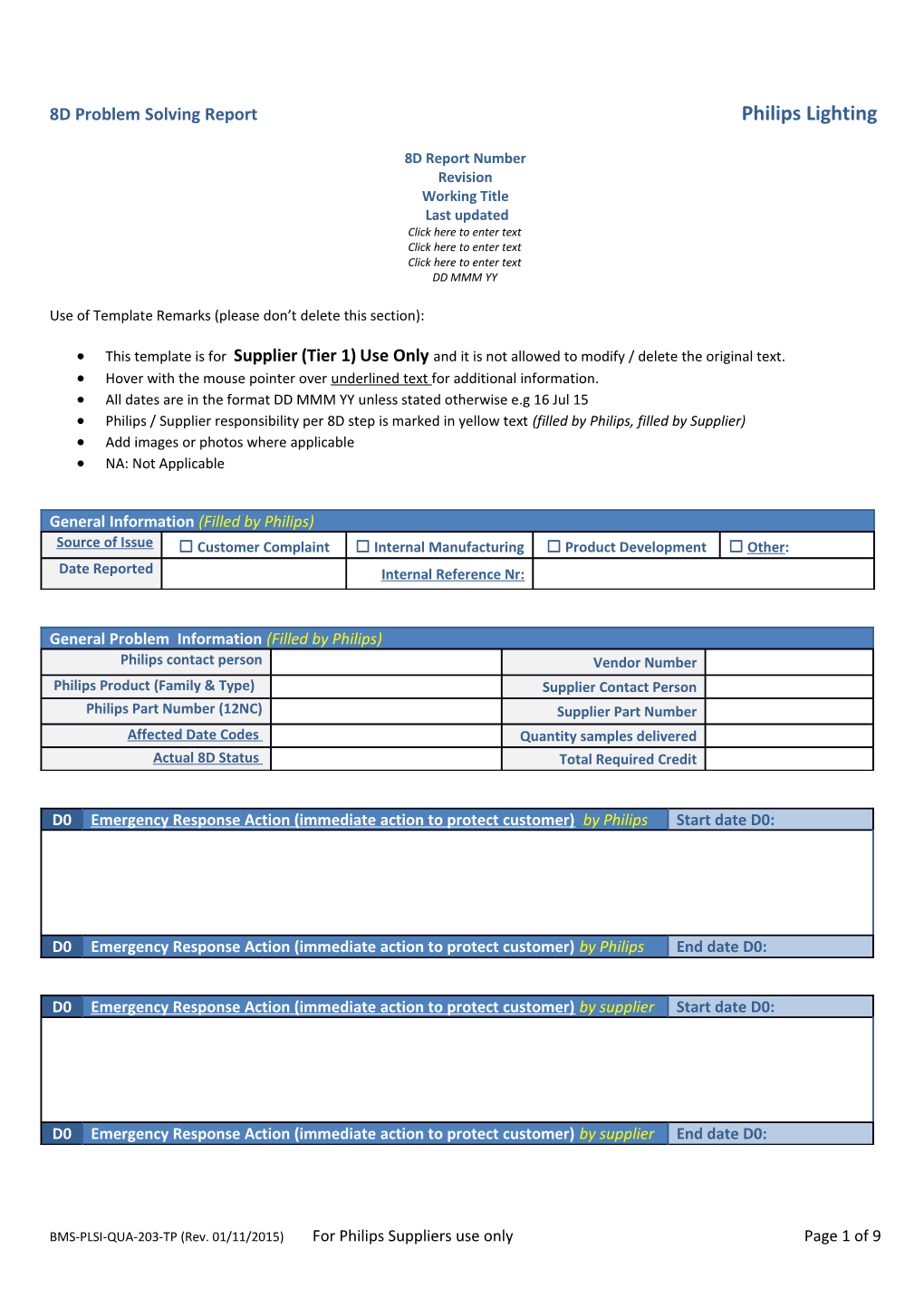 8D Problem Solving Report - Supplier