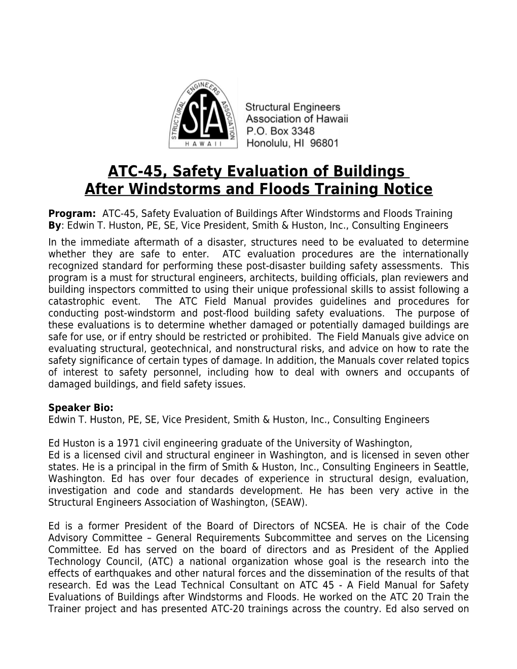 January 20, 2000 ASCE Dinner Meeting Notice