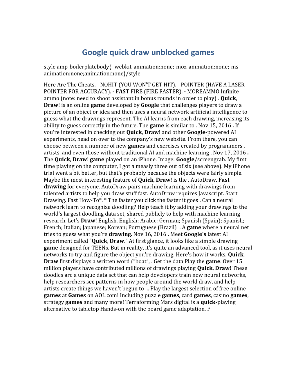 Google Quick Draw Unblocked Games