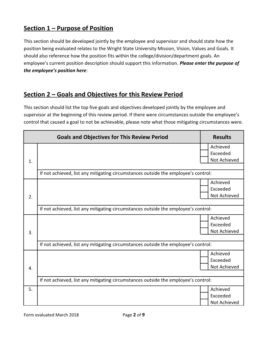 Formal Performance Evaluation Form