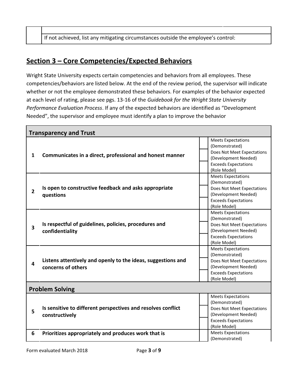 Formal Performance Evaluation Form