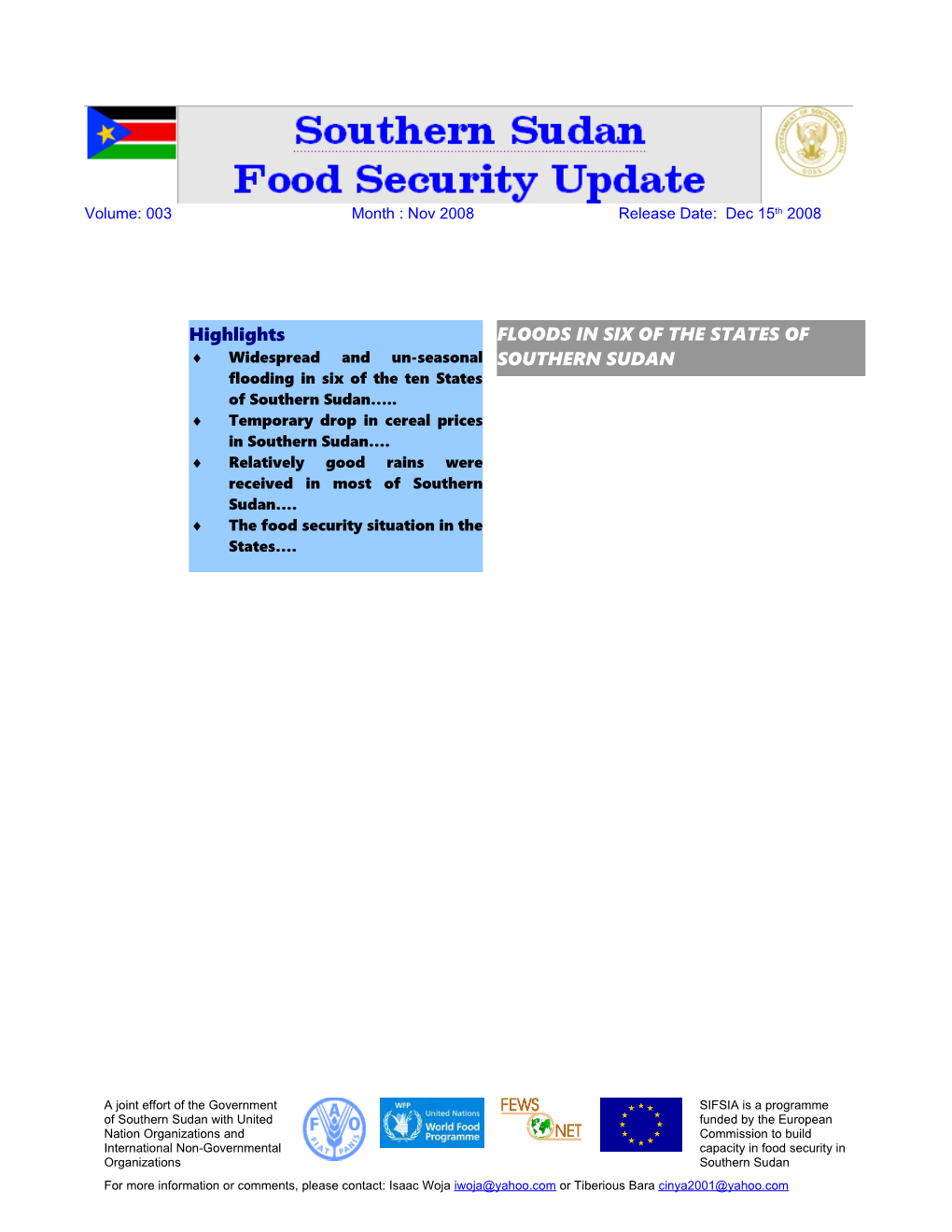 UGANDA Food Security Update