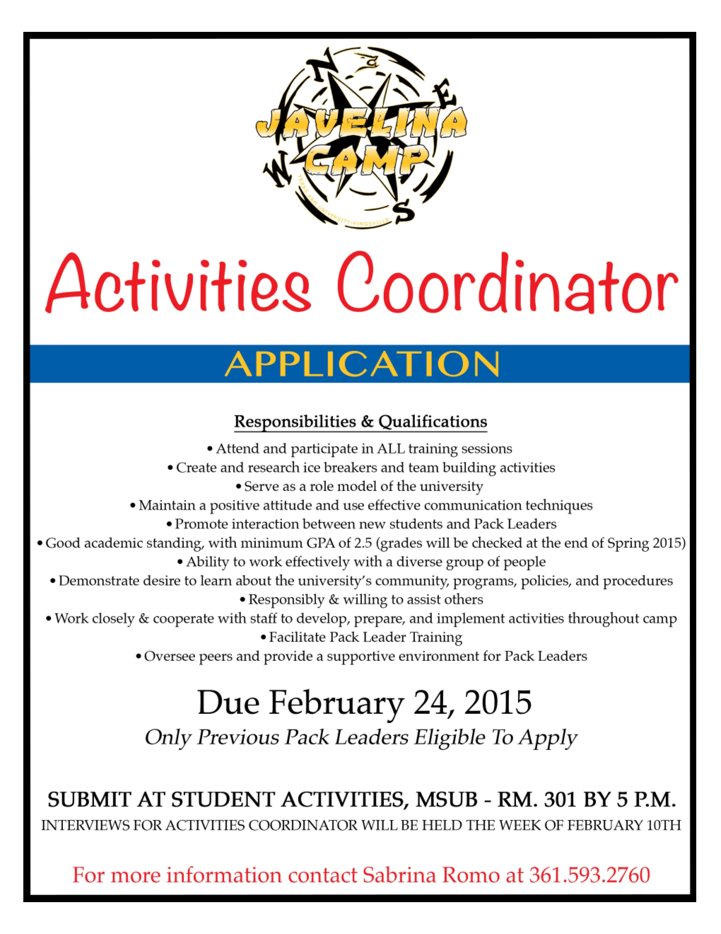 Activities Coordinator Application