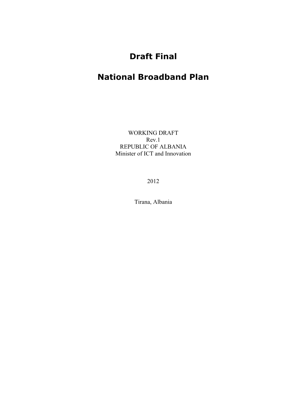 National Broadband Plan Albania 2012