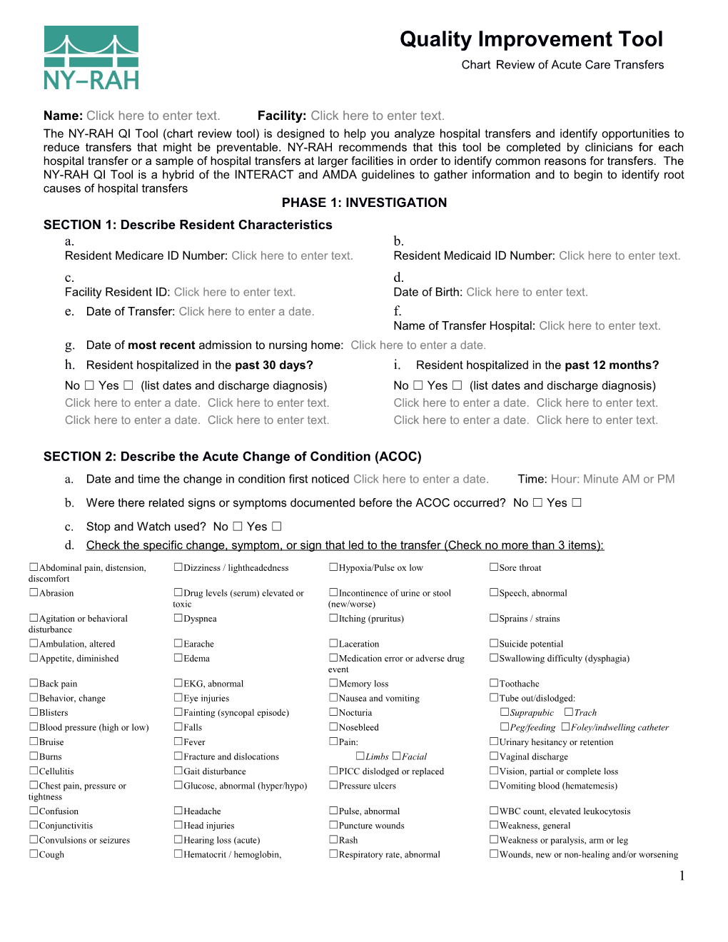 Chartreview of Acute Care Transfers