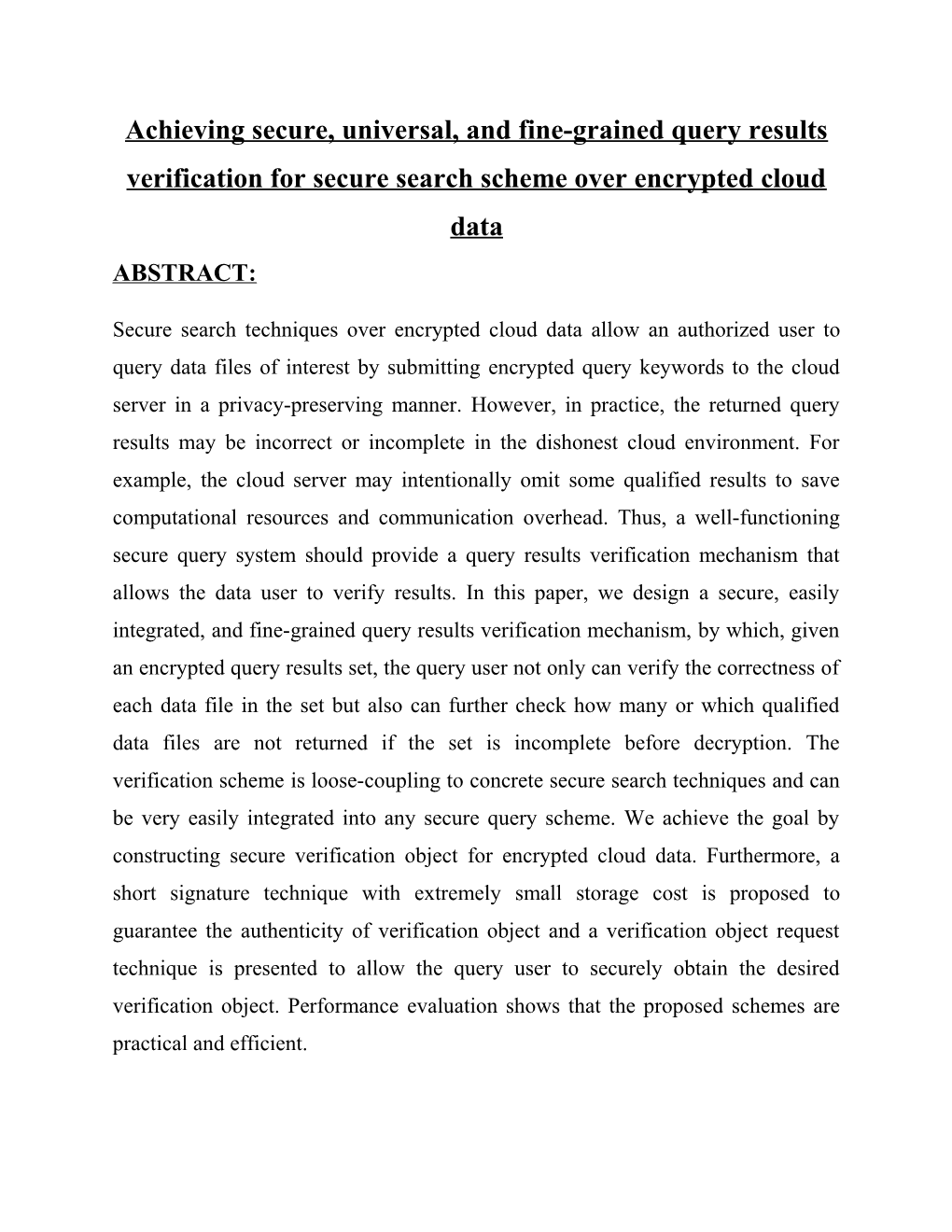 Achieving Secure, Universal, and Fine-Grained Query Results Verification for Secure Search