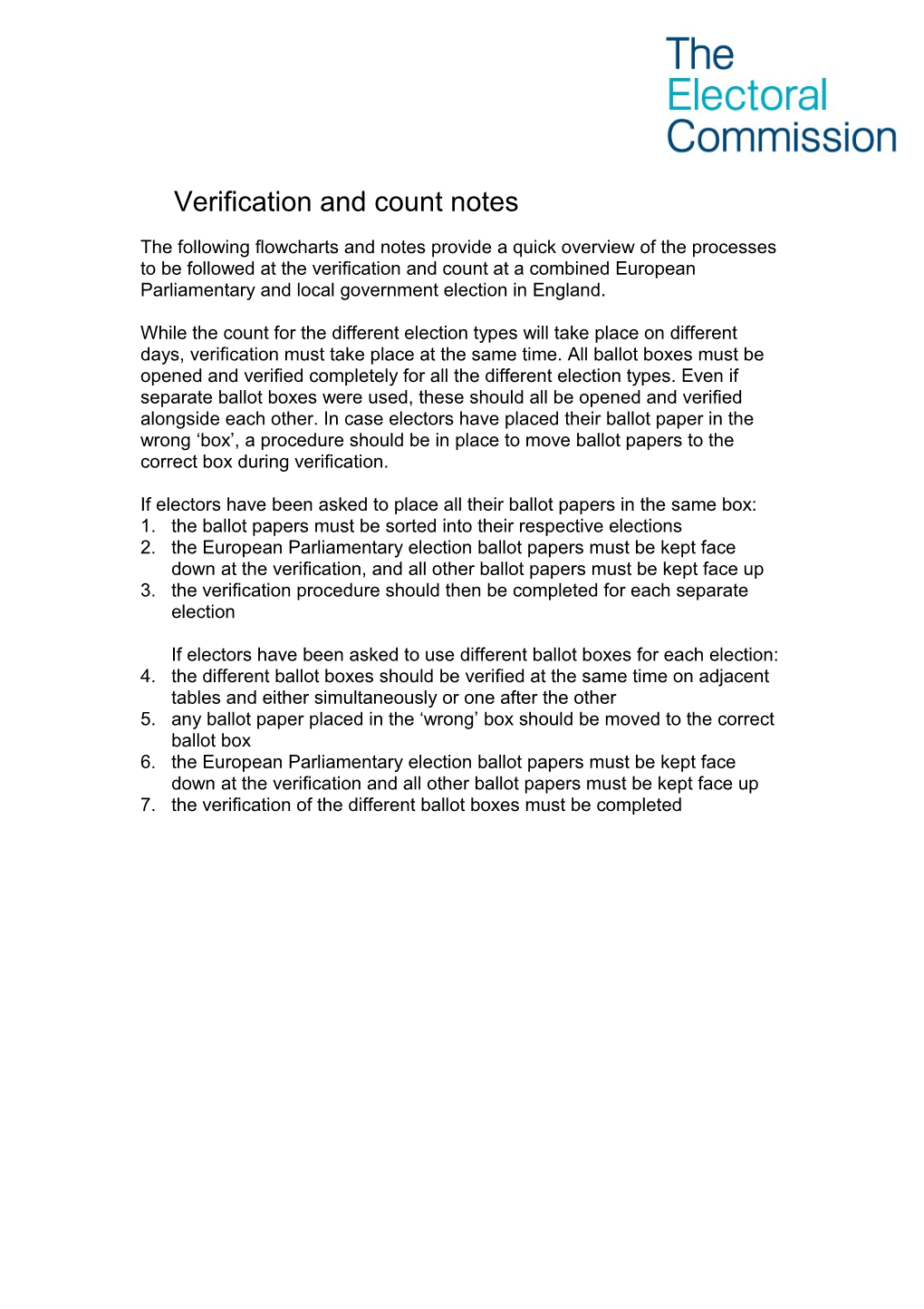 Verification and Count Notes