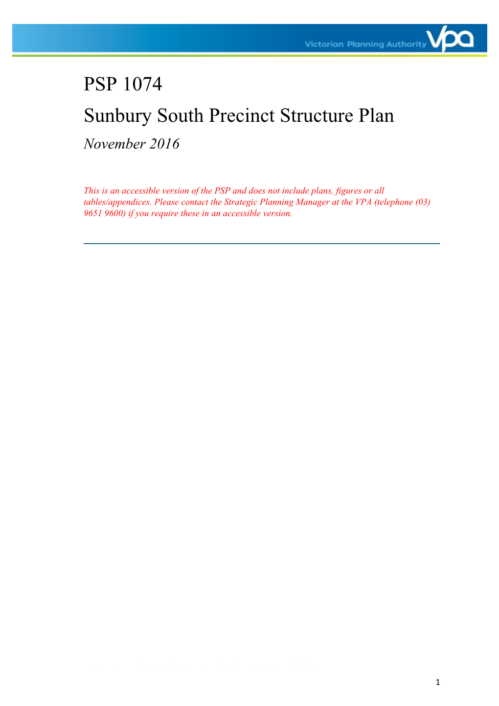 Sunbury South Precinct Structure Plan