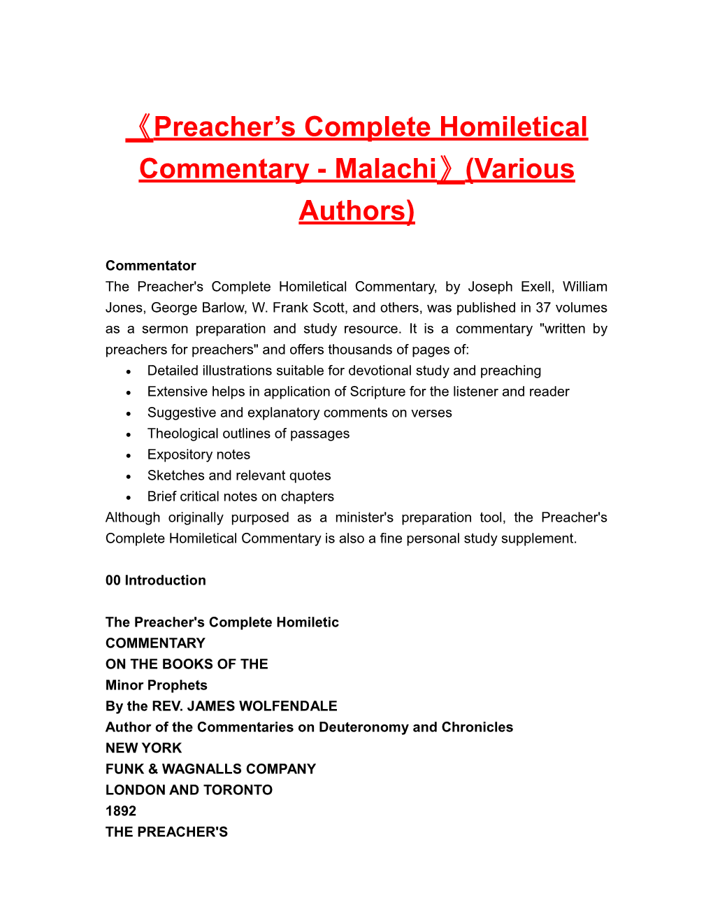 Preacher S Completehomileticalcommentary- Malachi (Various Authors)