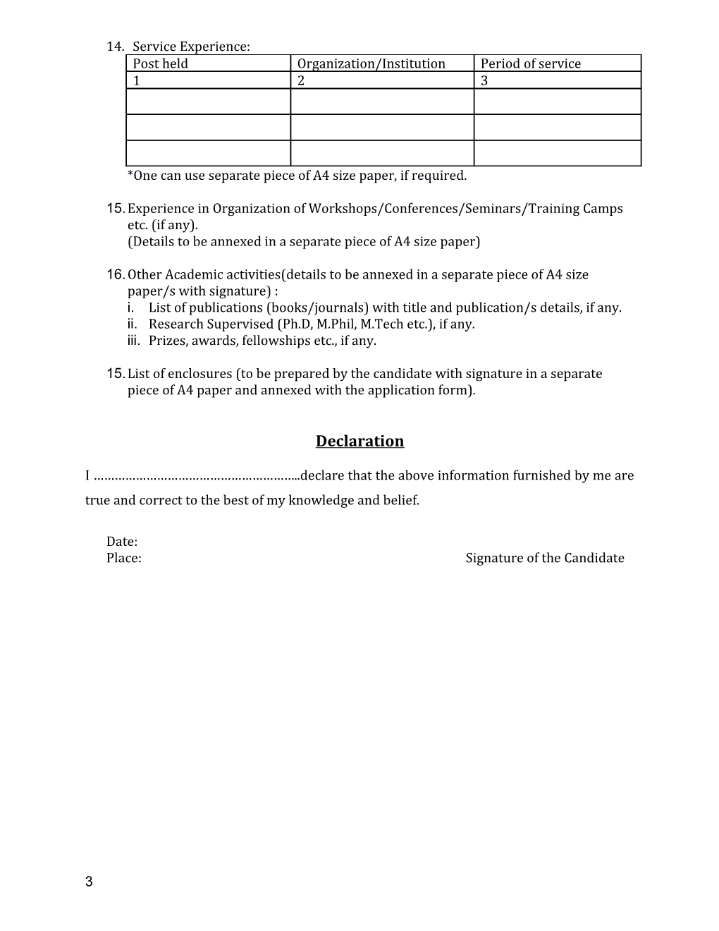 Application Form for Filling up of the Post of Registrar
