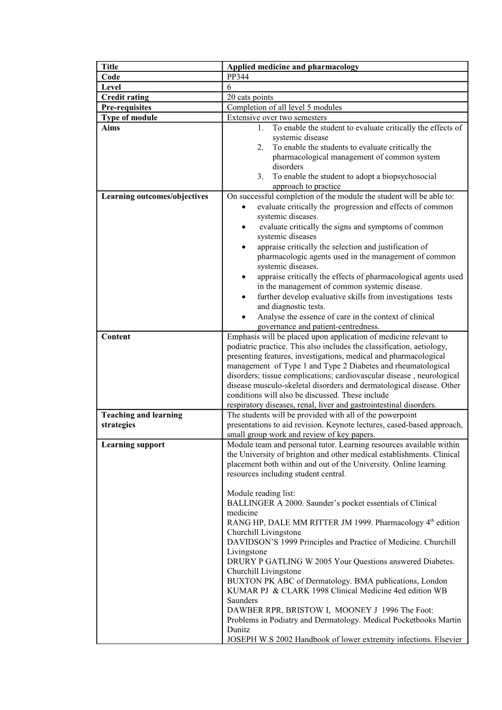 To Enable the Student to Evaluate Critically the Effects of Systemic Disease