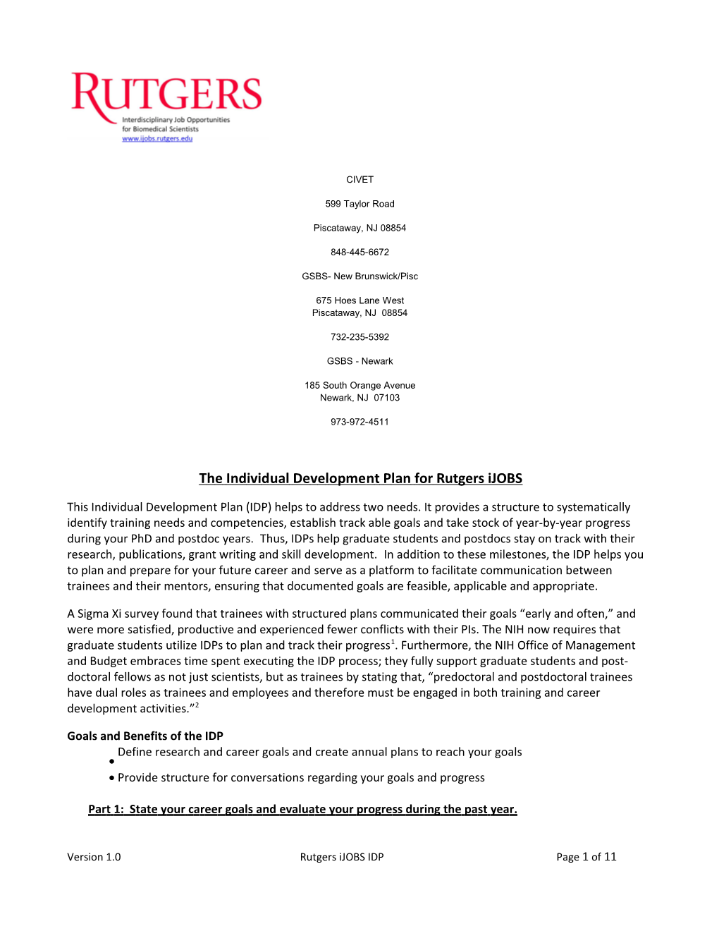 The Individual Development Plan for Rutgers Ijobs