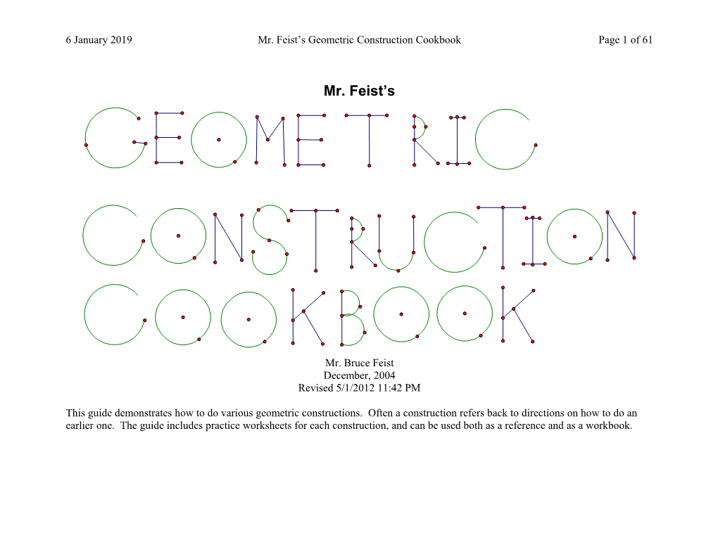 11 January 2019Mr. Feist S Geometric Construction Cookbookpage 1 of 61