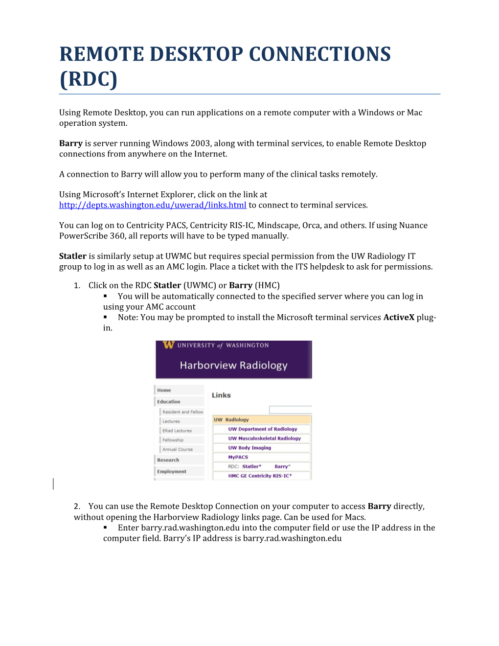 Remote Desktop Connections (Rdc)