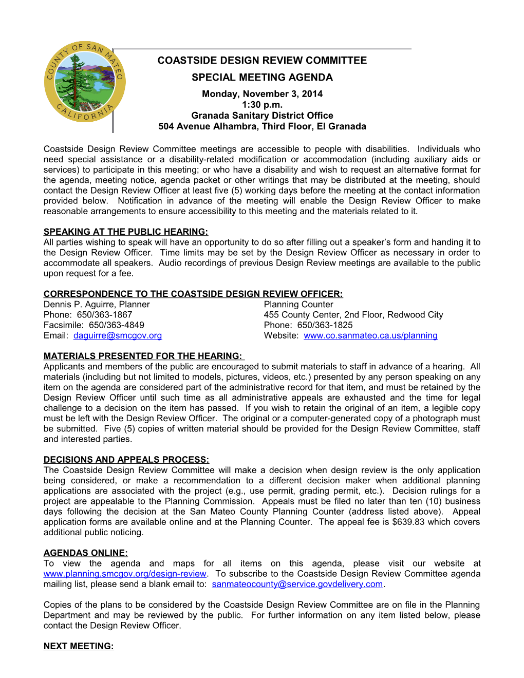 Coastside Design Review Committee Agenda- 1 -November 3, 2014