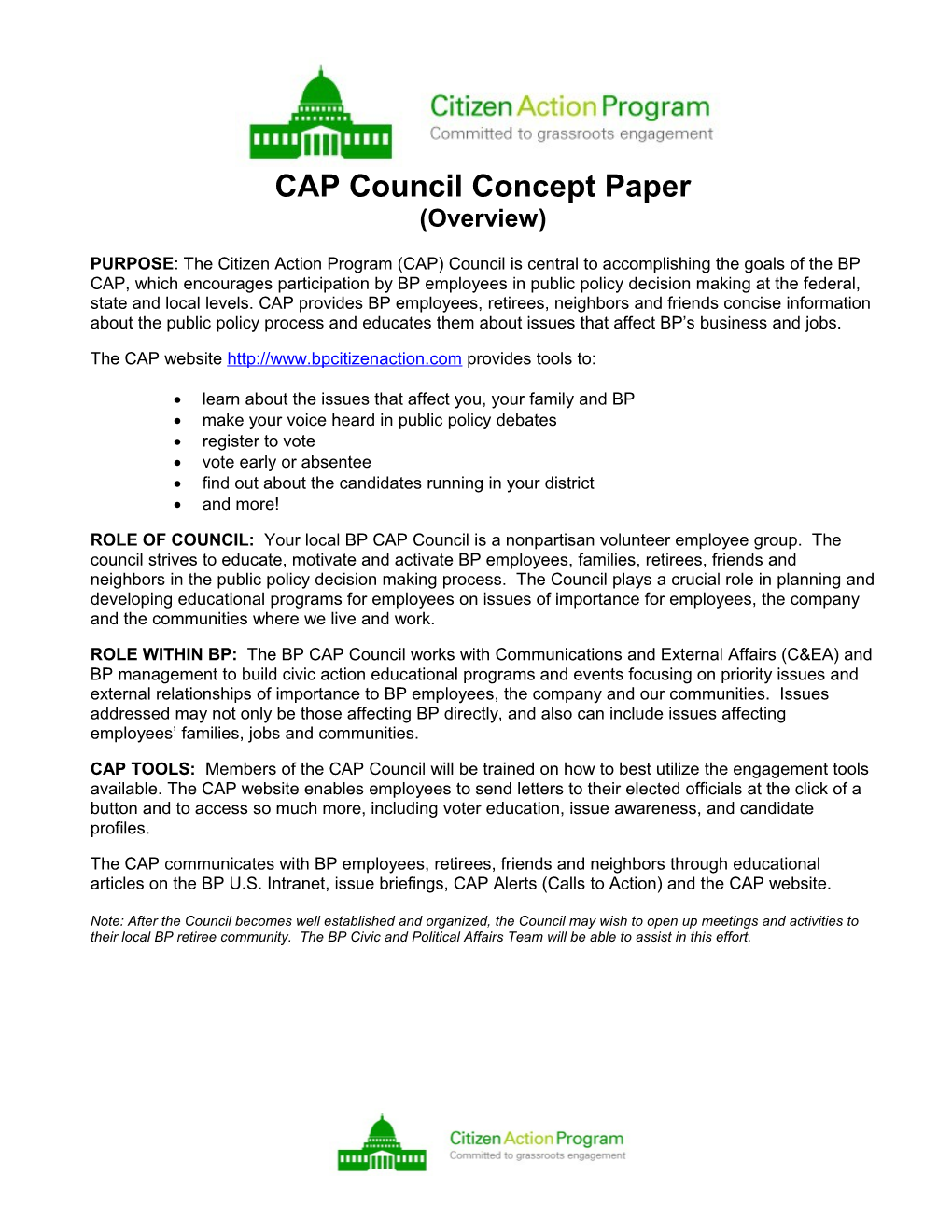 CAP Councilconcept Paper