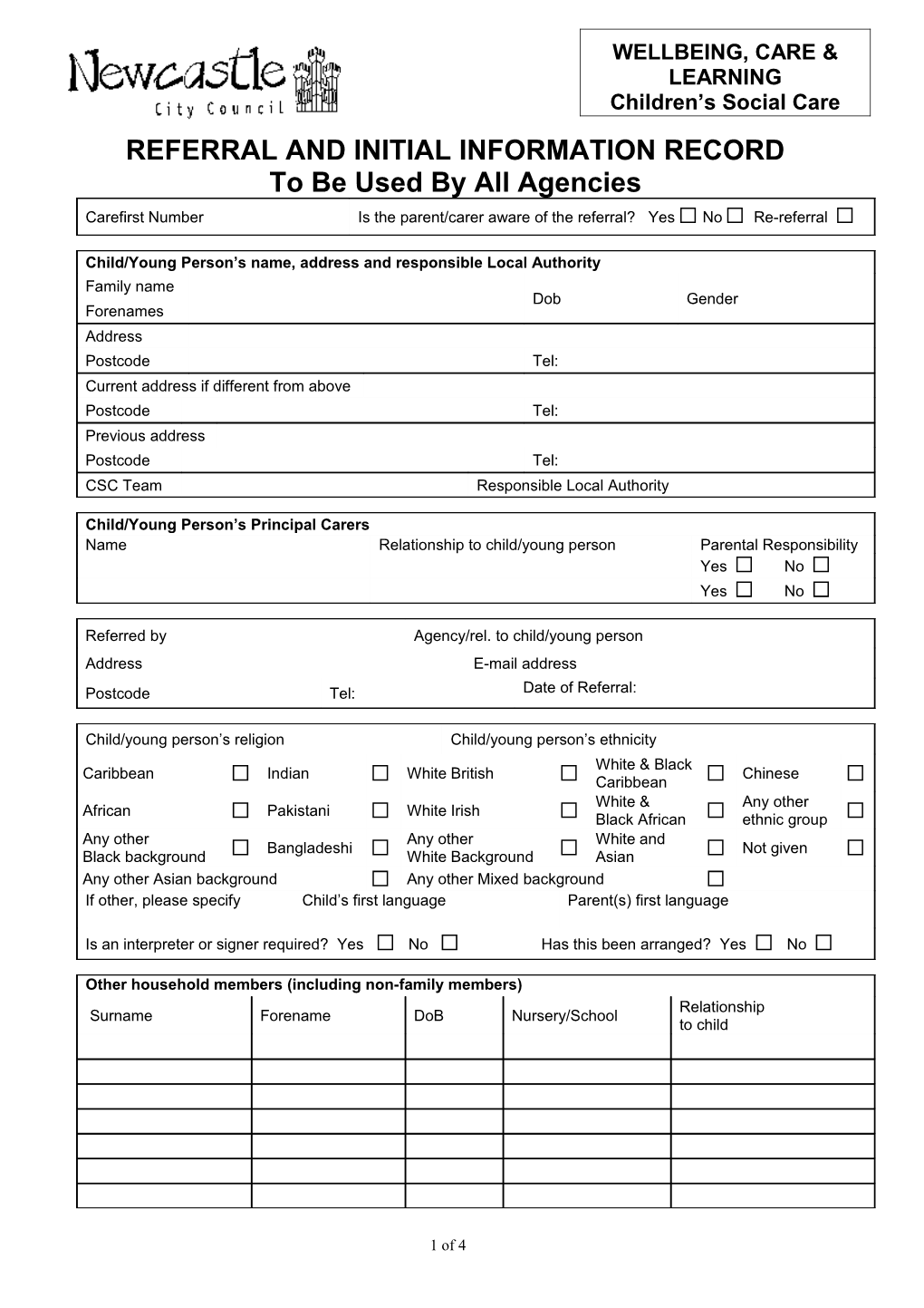 Referral and Initial Information Record