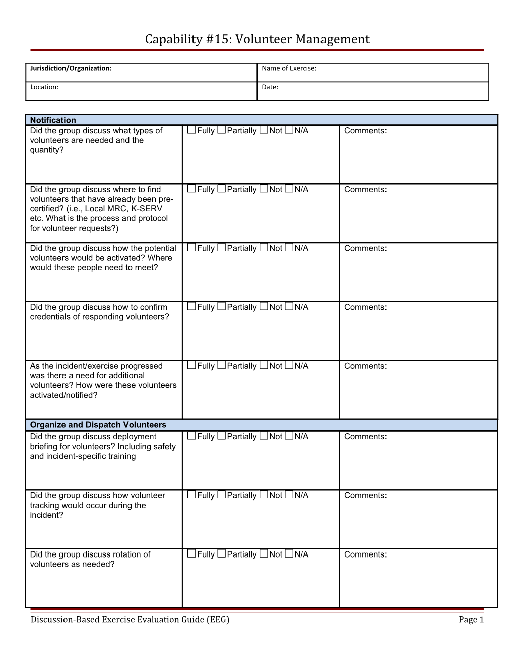 Capability #15: Volunteer Management