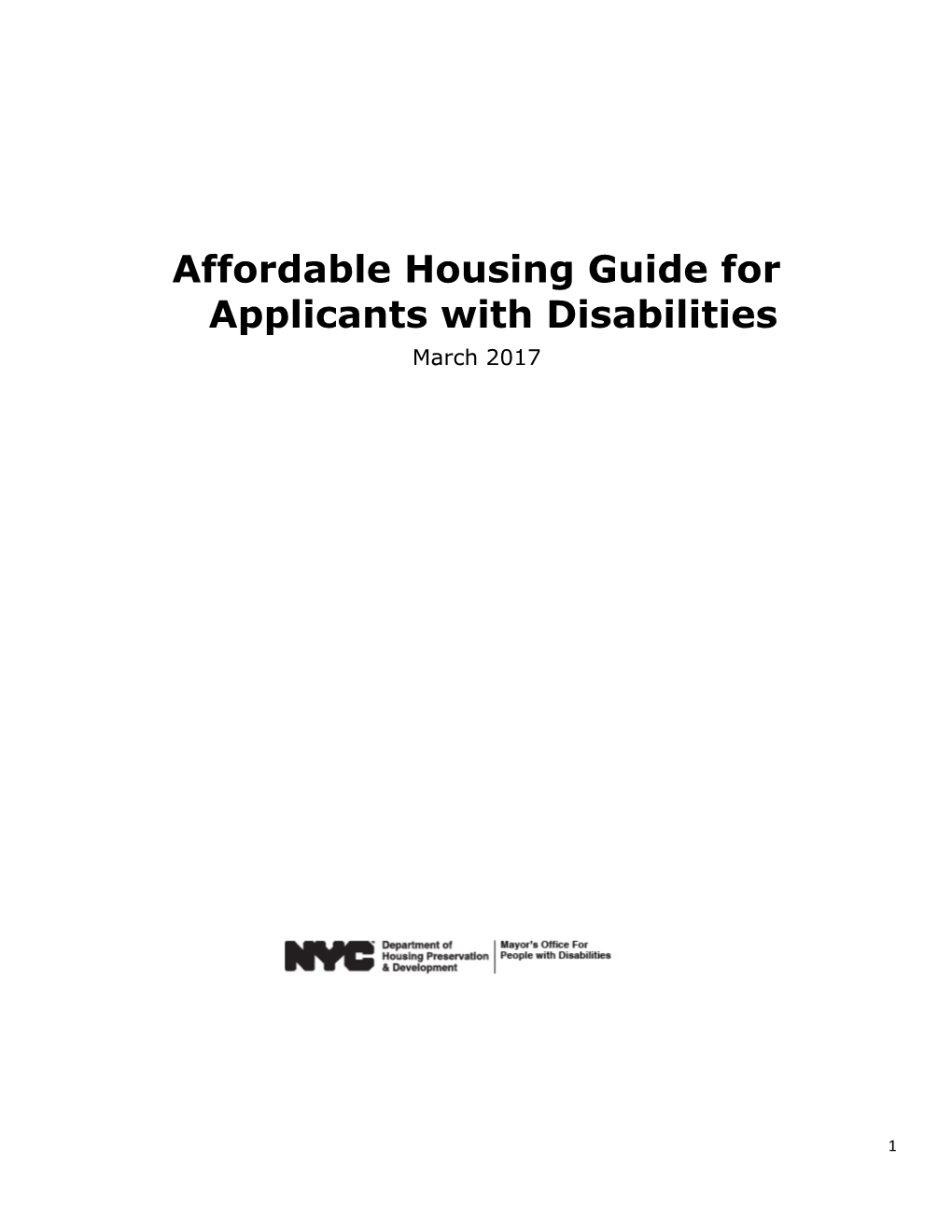 Affordable Housing Guide for Applicants with Disabilities