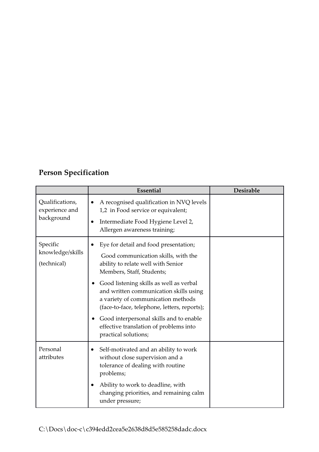 Organising & Planning of Daily Worksheets & Tasks for Waiting Staff;
