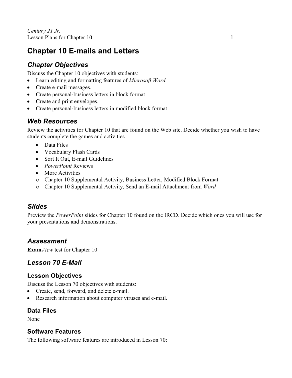 Chapter 10 E-Mails and Letters