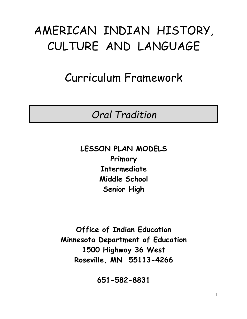 American Indian Oral Tradition